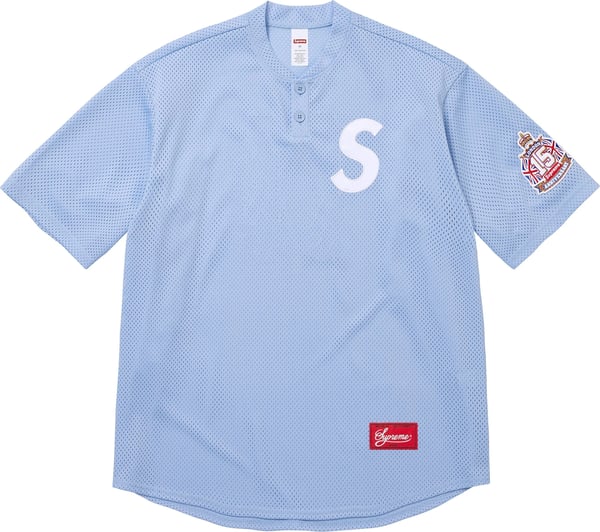 Shop S Logo Baseball Henley - Light Blue - London (front)