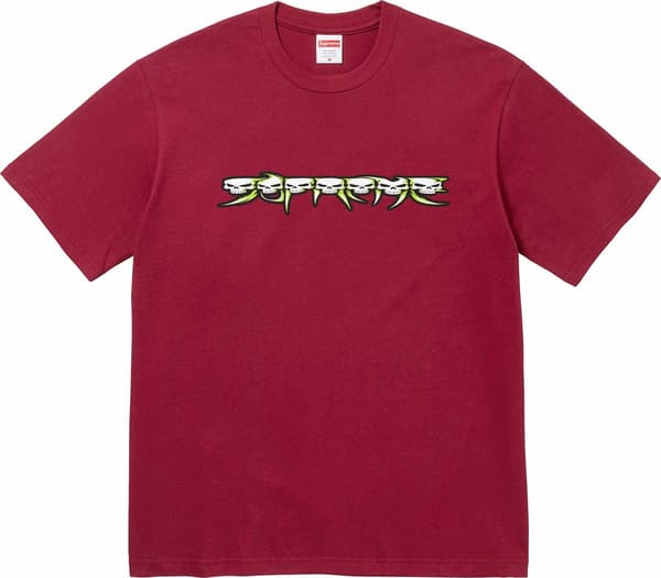Skulls Spellout Tee - Cardinal (front)