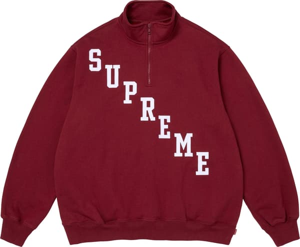 Slant Appliqué Half Zip Pullover - Cardinal (front)