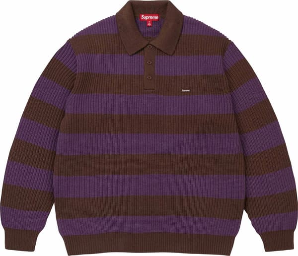 Small Box Sweater Polo - Brown Stripe (front)