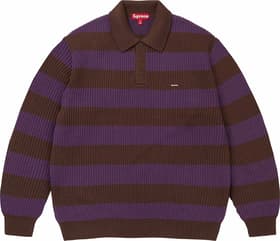 Small Box Sweater Polo Brown Stripe