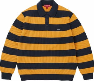 Small Box Sweater Polo Navy Stripe