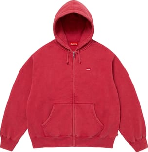 Small Box Zip Up Hooded Sweatshirt Dark Red