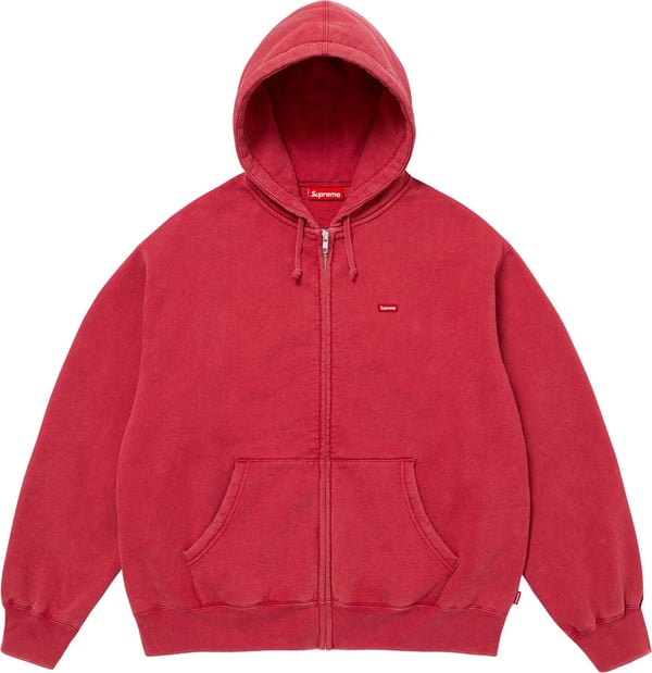 Small Box Zip Up Hooded Sweatshirt - Dark Red (front)