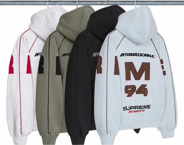 Spellout Appliqué Zip Up Hooded Sweatshirt - Group Shot