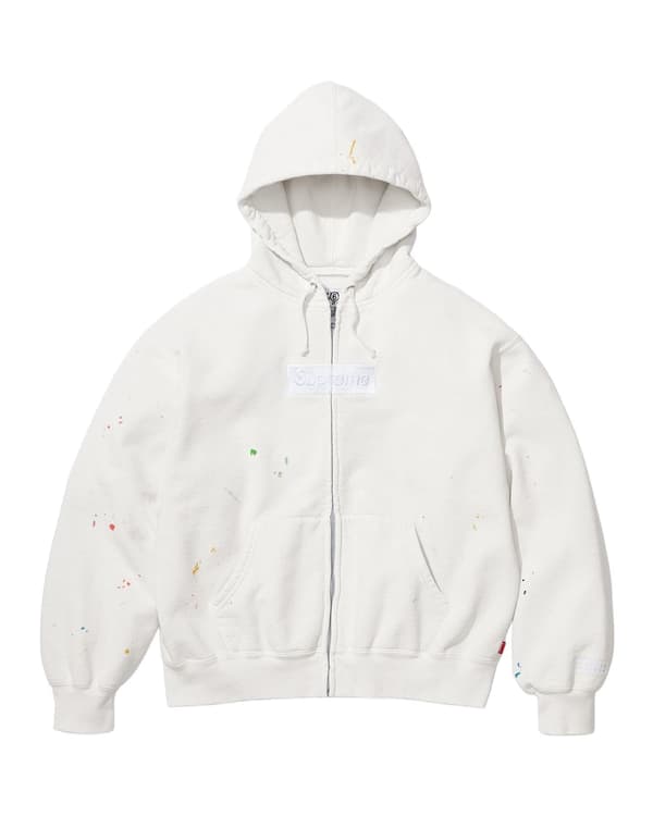 Supreme®/MM6 Maison Margiela Box Logo Zip Up Hooded Sweatshirt - White (front)