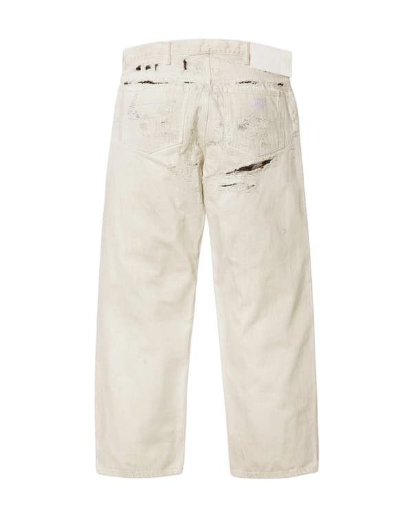 Supreme®/MM6 Maison Margiela Distressed Loose Fit Selvedge Jean - White (back)