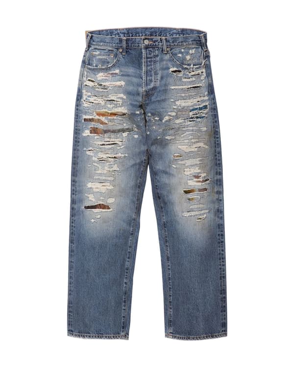 Supreme®/MM6 Maison Margiela Distressed Loose Fit Selvedge Jean - Blue (front)