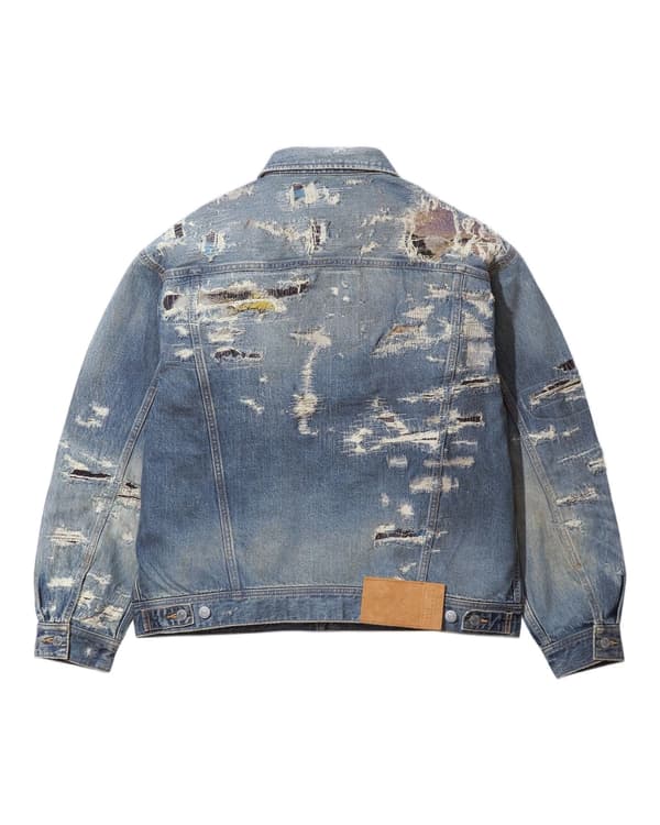 Supreme®/MM6 Maison Margiela Distressed Selvedge Denim Trucker Jacket - Blue (back)