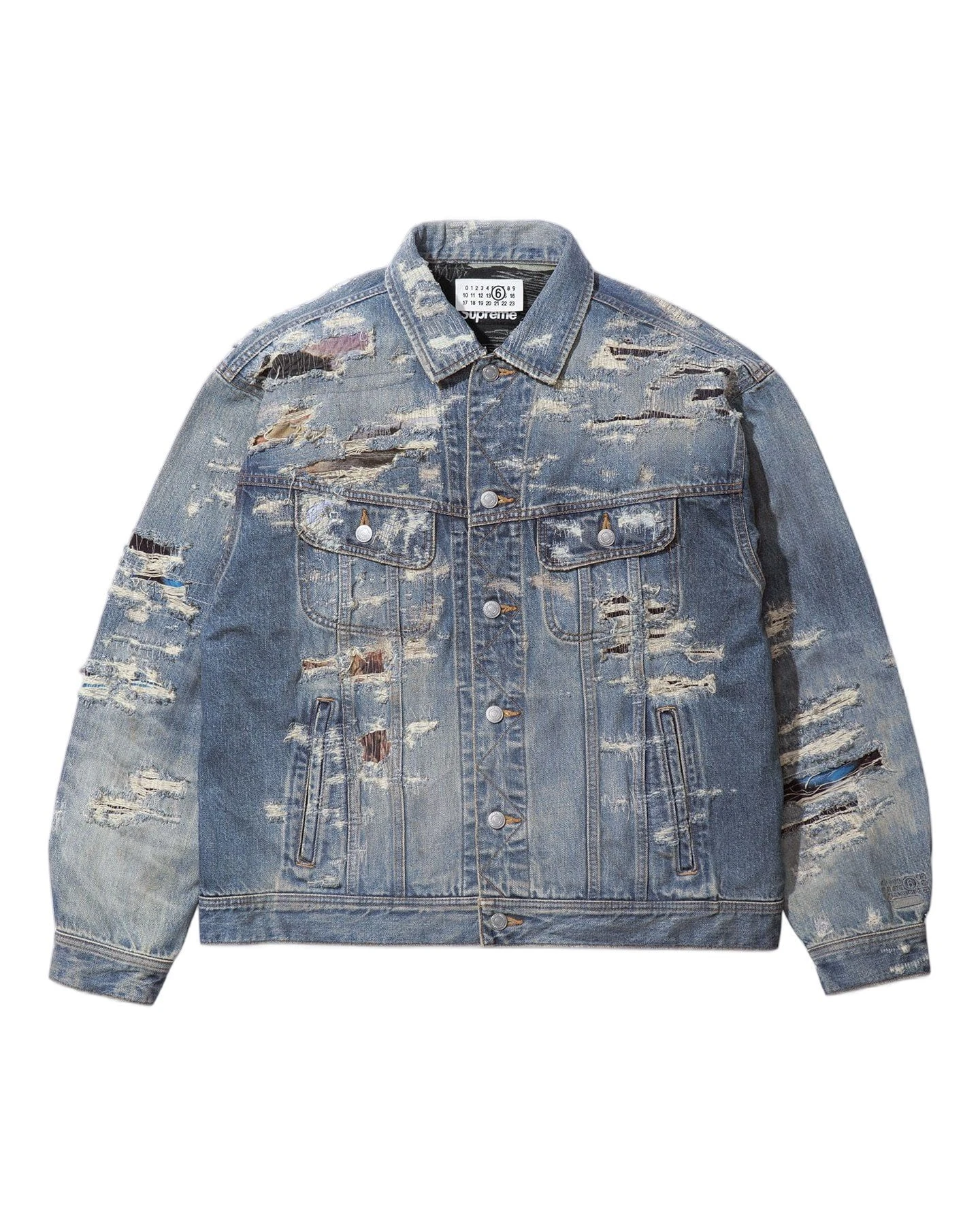 Supreme®/MM6 Maison Margiela Distressed Selvedge Denim Trucker Jacket colorway 4