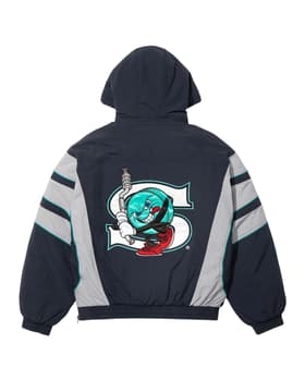 Supreme/SALEM Half Zip Stadium Jacket Navy