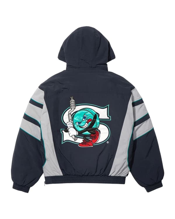 Supreme/SALEM Half Zip Stadium Jacket - Navy (front)