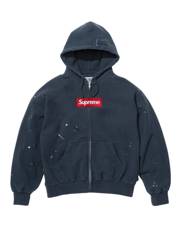 Supreme®/MM6 Maison Margiela Box Logo Zip Up Hooded Sweatshirt - Navy (front)