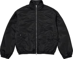 Stand Collar Lined Nylon Jacket Black