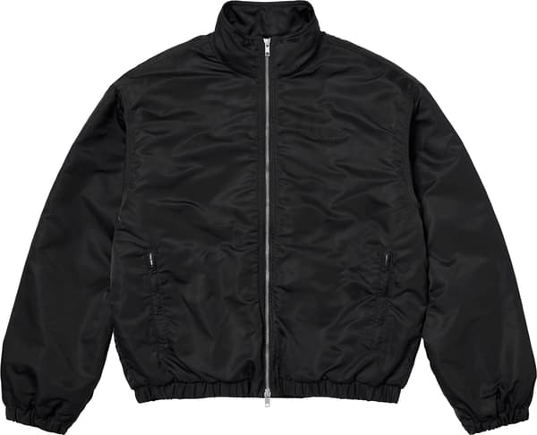 Stand Collar Lined Nylon Jacket - Black (front)