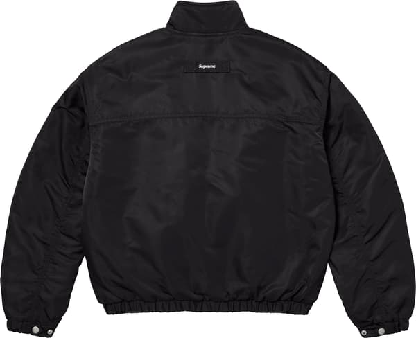 Stand Collar Lined Nylon Jacket - Black (detail)
