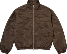 Stand Collar Lined Nylon Jacket Brown