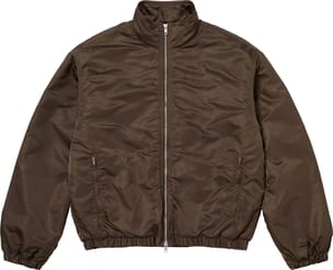 Stand Collar Lined Nylon Jacket Brown