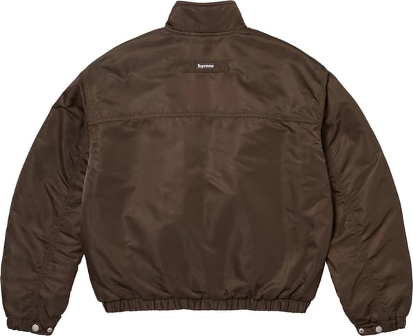 Stand Collar Lined Nylon Jacket - Brown (detail)