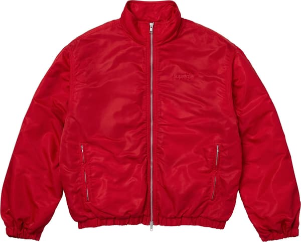 Stand Collar Lined Nylon Jacket - Red (front)