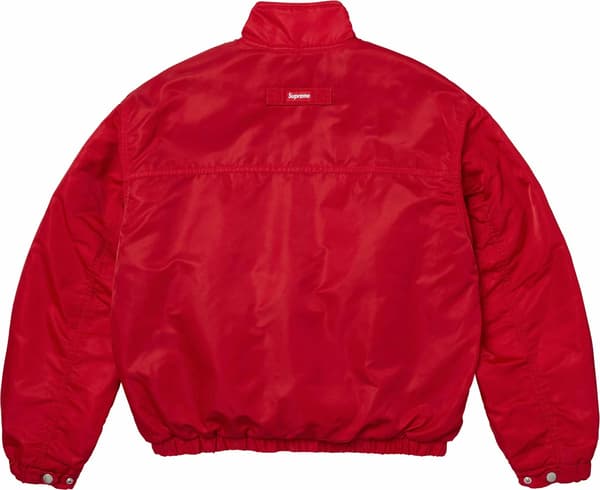 Stand Collar Lined Nylon Jacket - Red (detail)