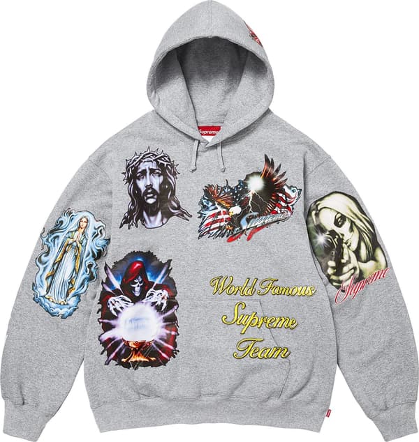 Stickers Hooded Sweatshirt - Heather Grey (front)