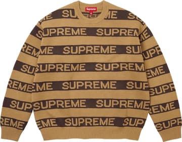 Stripe Logo Sweater Tan