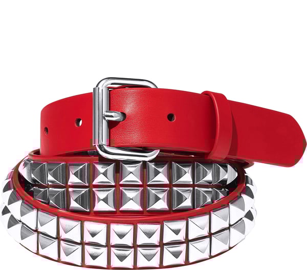 Studded Leather Belt - Red (front)
