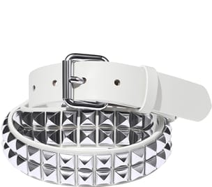 Studded Leather Belt White