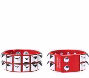 Studded Leather Bracelet Red