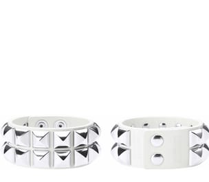 Studded Leather Bracelet White