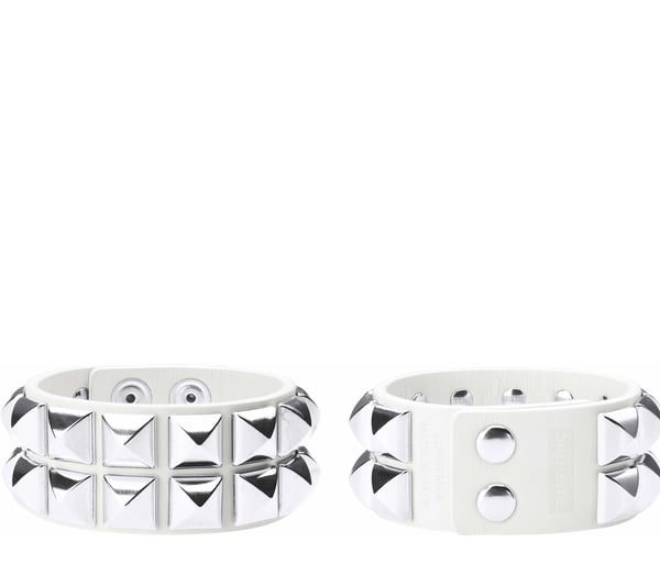 Studded Leather Bracelet - White (front)