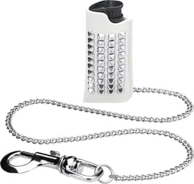 Studded Leather Lighter Holder White