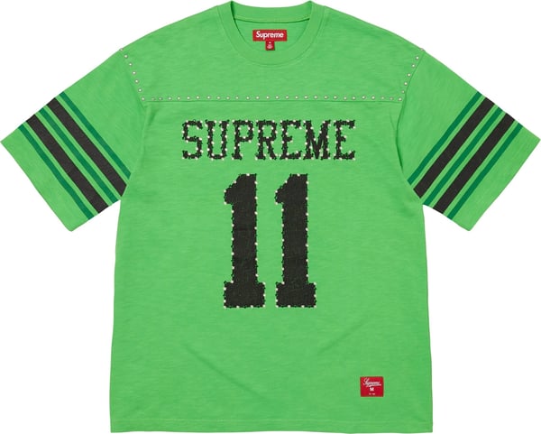 Studded S/S Football Top - Green (front)