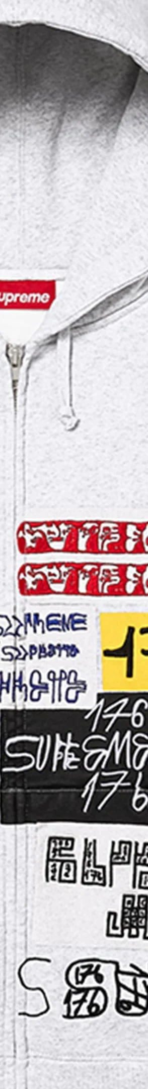 Supreme 176 Zip Up Hooded Sweatshirt - Ash Grey (front)