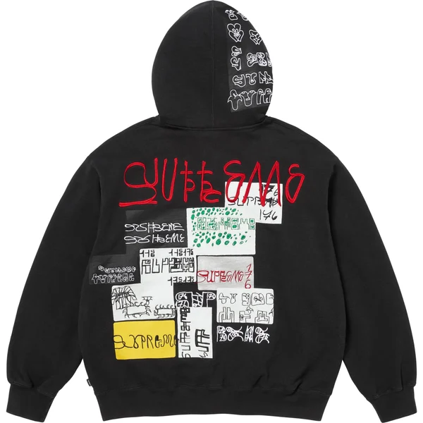 Supreme 176 Zip Up Hooded Sweatshirt - Black (front)