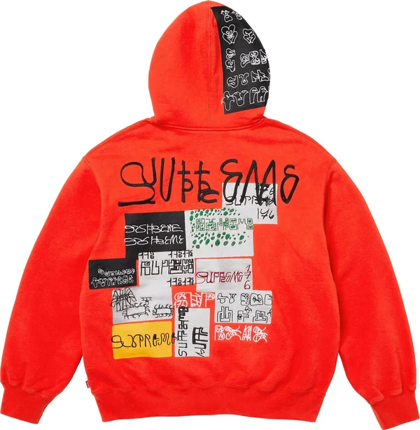 Supreme 176 Zip Up Hooded Sweatshirt - Bright Orange (front)