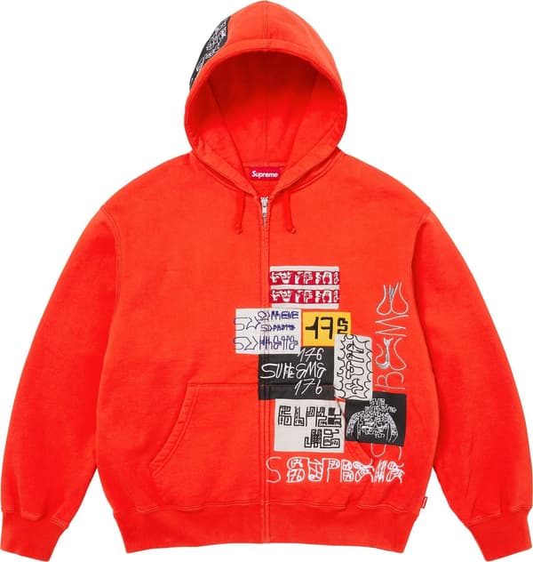 Supreme 176 Zip Up Hooded Sweatshirt - Bright Orange (front)