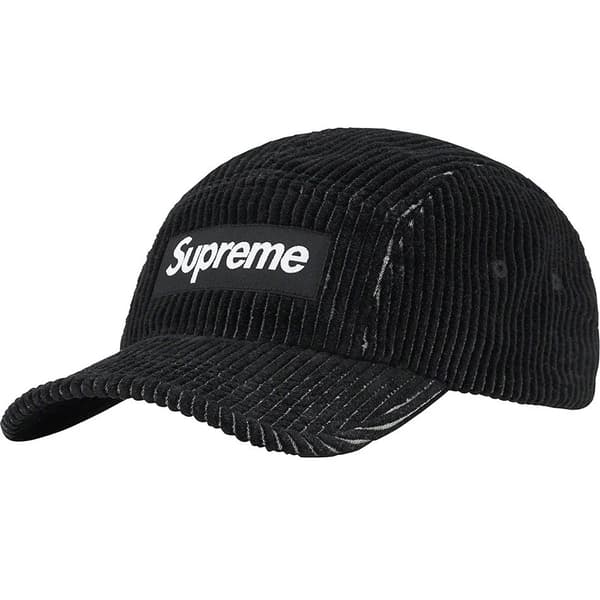 Supreme 2-Tone Corduroy Camp Cap - Black (front)