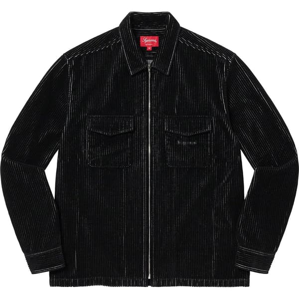 Supreme 2-Tone Corduroy Zip Up Shirt - Black (front)