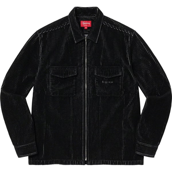 Supreme 2-Tone Corduroy Zip Up Shirt - Black (front)