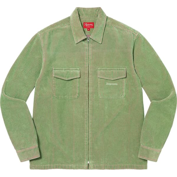 Supreme 2-Tone Corduroy Zip Up Shirt - Green (front)