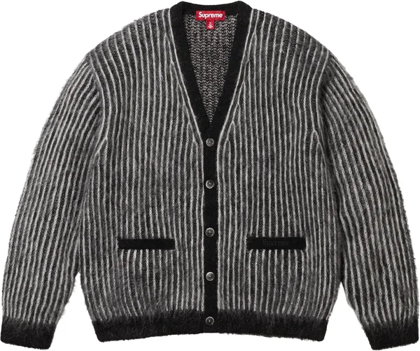 Supreme 2-Tone Mohair Cardigan - Black (front)