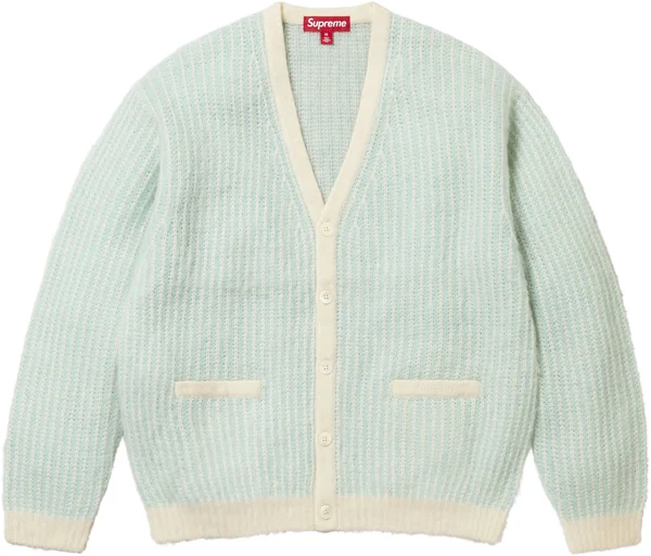 Supreme 2-Tone Mohair Cardigan - Ivory (front)