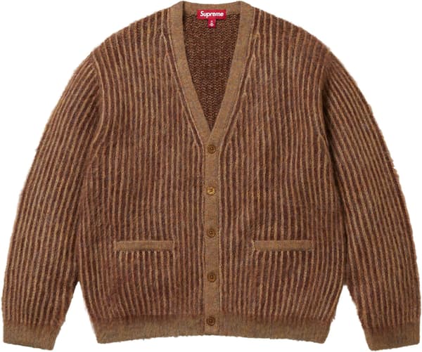 Supreme 2-Tone Mohair Cardigan - Light Brown (front)