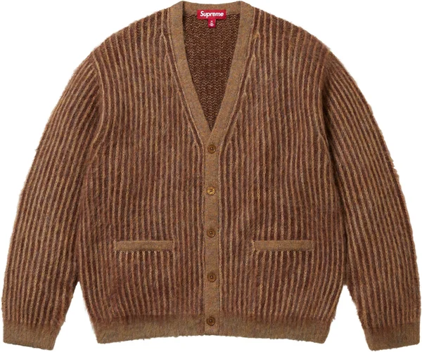 Supreme 2-Tone Mohair Cardigan - Light Brown (front)