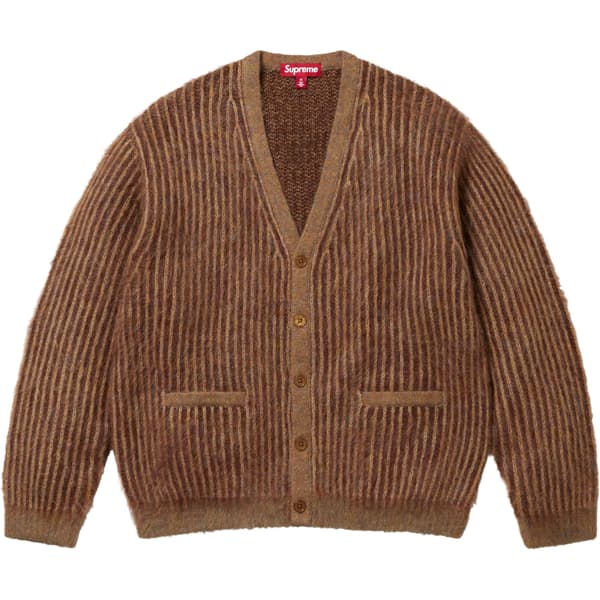 Supreme 2-Tone Mohair Cardigan - Light Brown (front)