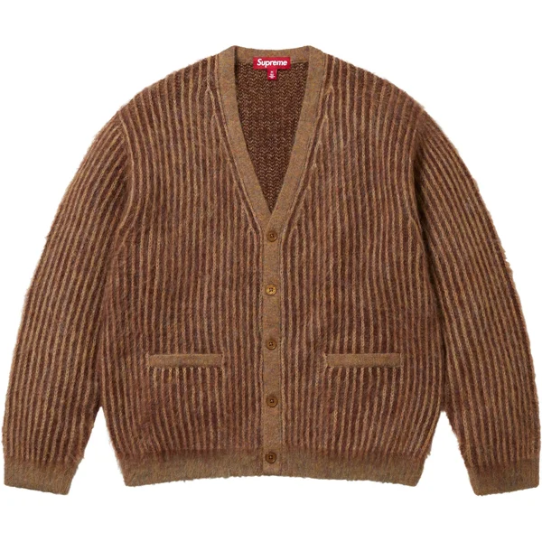 Supreme 2-Tone Mohair Cardigan - Light Brown (front)