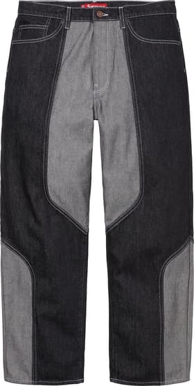 Supreme 2-Tone Paneled Baggy Jean Black