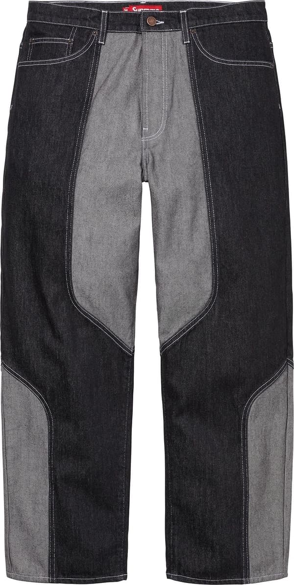 Supreme 2-Tone Paneled Baggy Jean - Black (front)